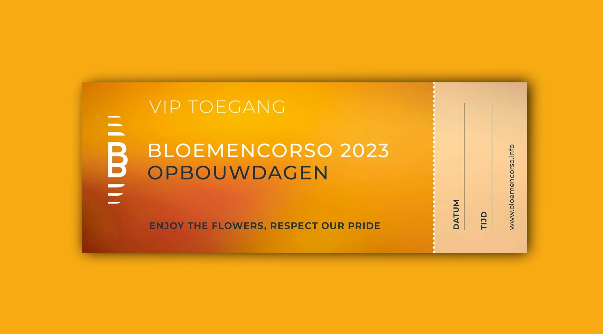 Bloemencorso Bollenstreek mockup VIP toegang bewijs