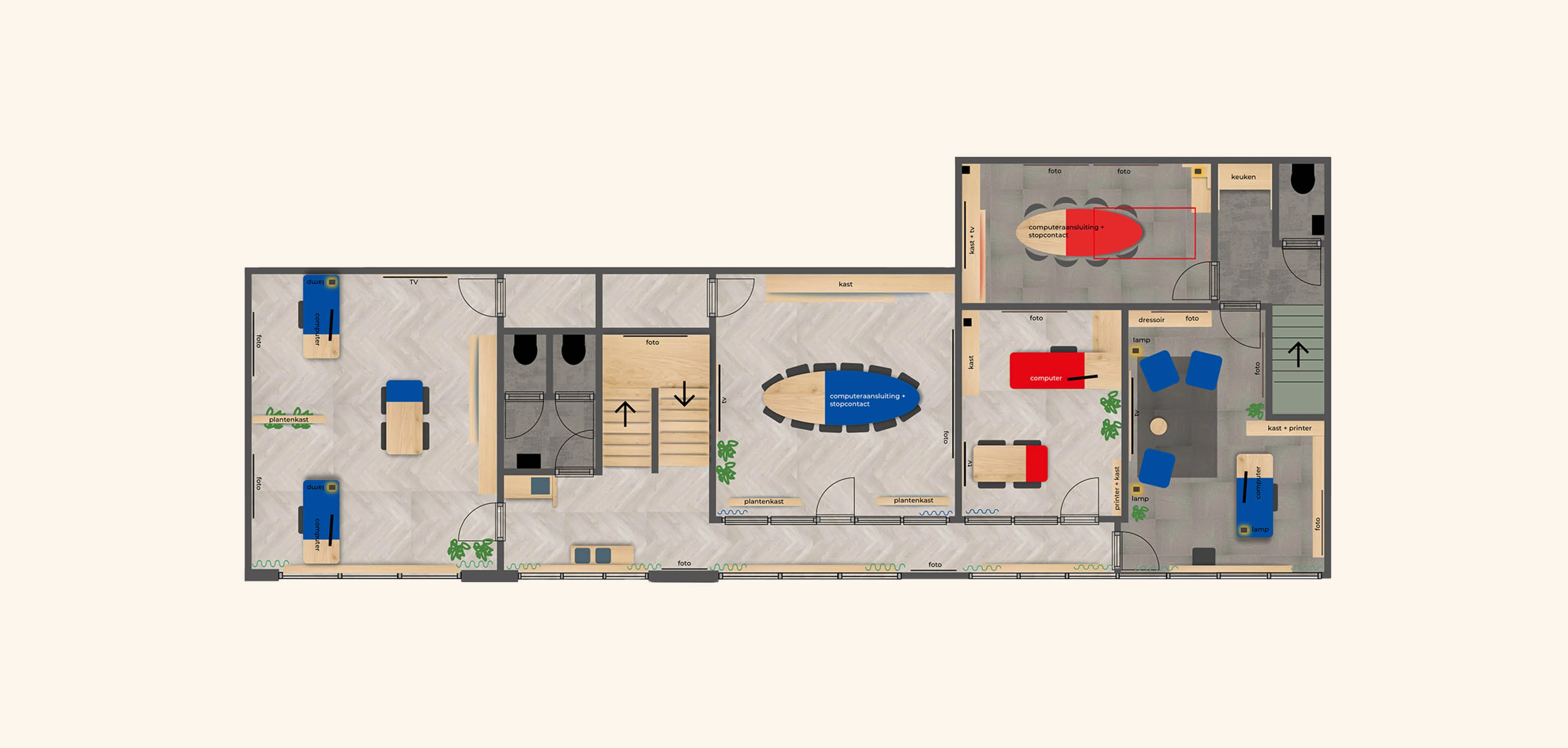 Flexwonen kantoor plattegrond