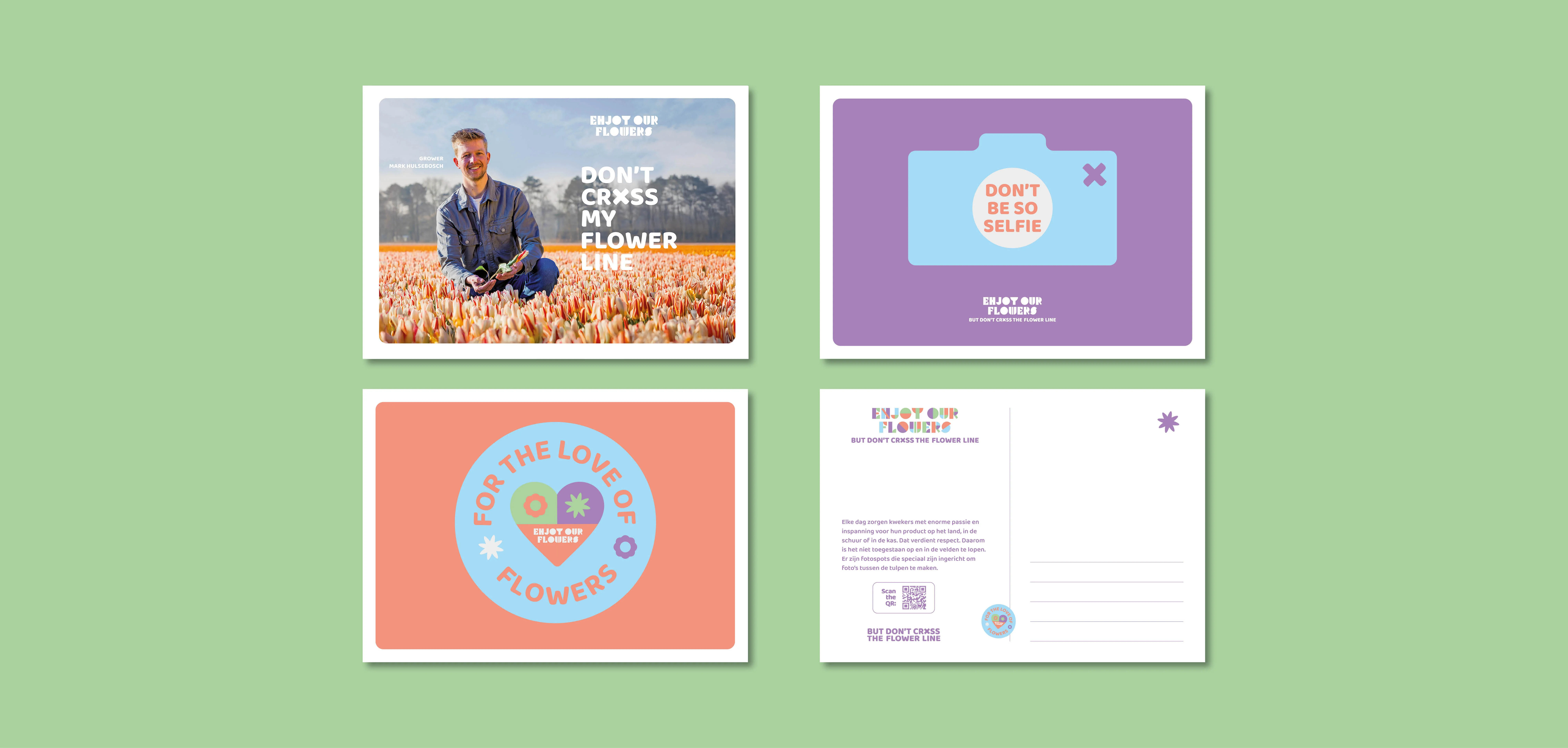 4 kaarten van enjoy our flowers