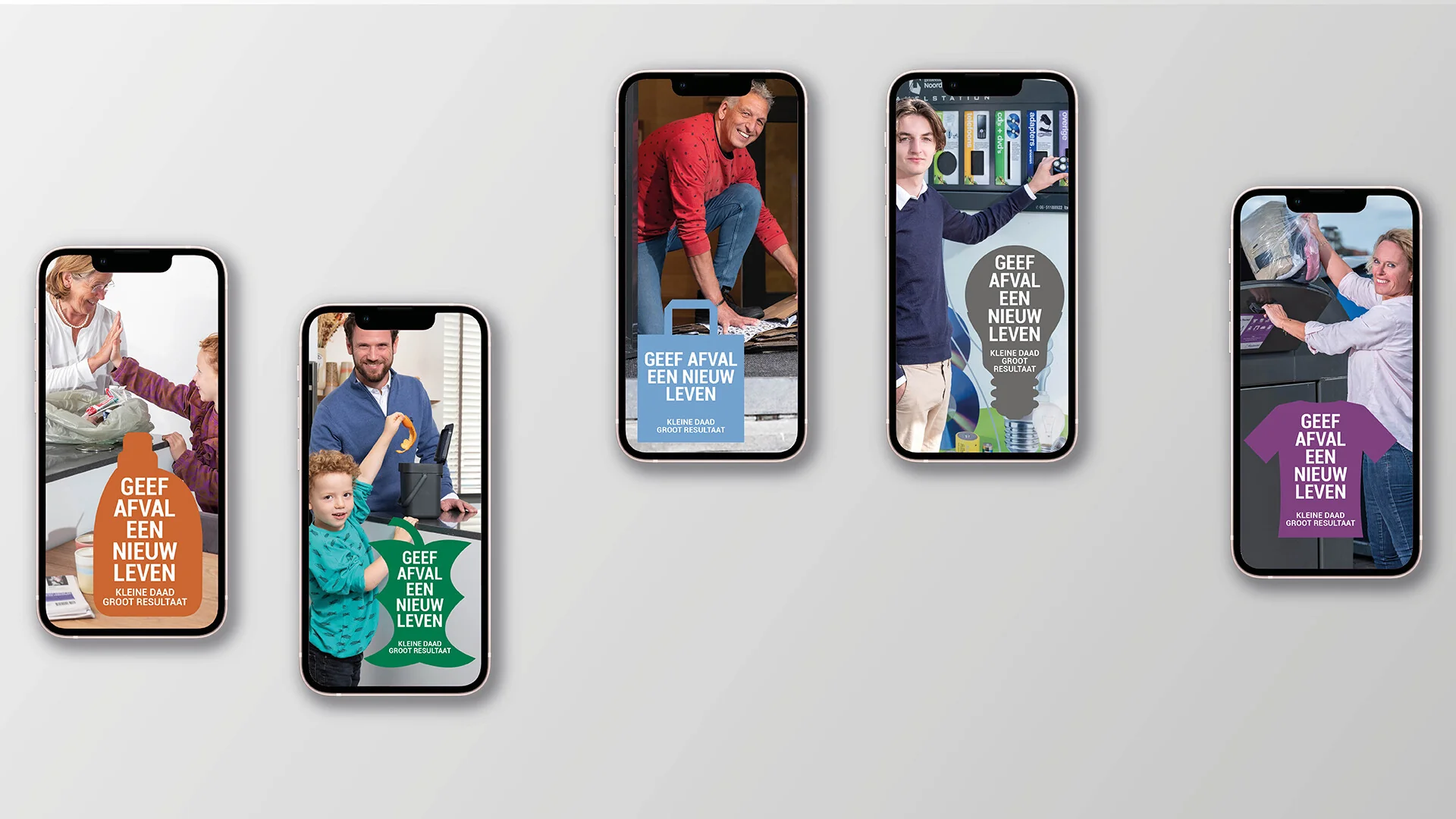 Geef afval een nieuw leven mockup iphone beelden en logo's